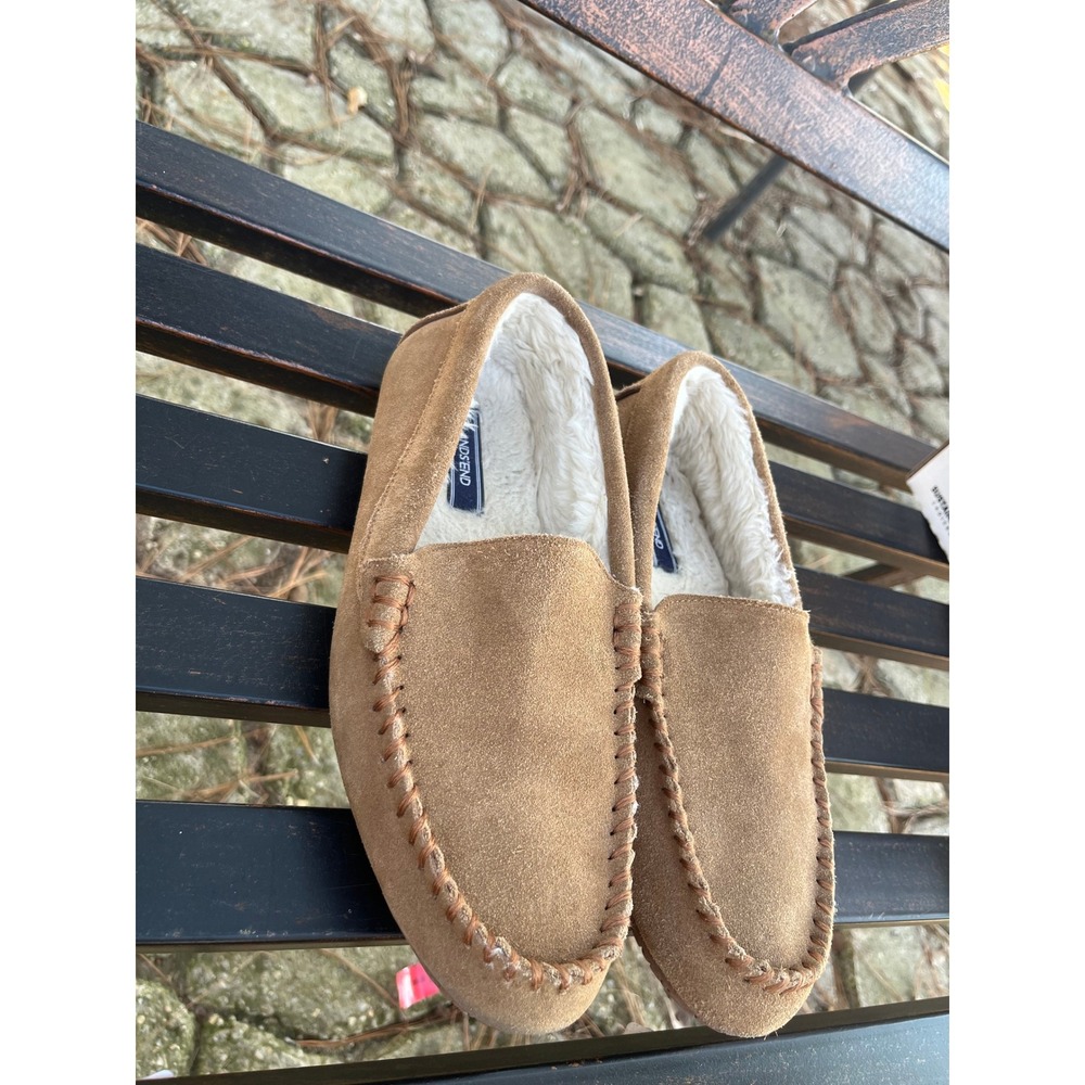 Lands' End Women's Suede Moccasin Slippers - Plush Lined, Comfort Shoes